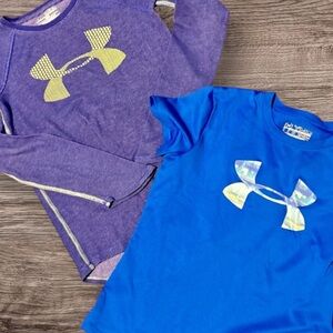 Under Armour Long Short Sleeve Tees Top Shirt Purple Blue Tshirt summer SZ M